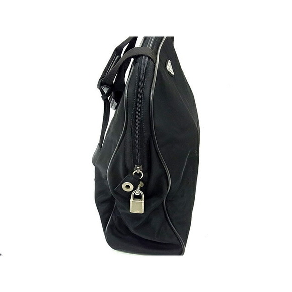 Prada Nylon Tote Bag Triangular Logo Plate Black - Picture 7 of 8
